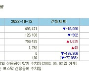 [표]증시주변 자금동향 (10/12)