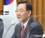 국정감사 후속조치 점검회의 발언하는 주호영 원내대표