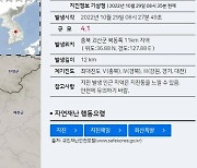 기상청 “충북 괴산 북동쪽서 규모 4.1 지진 발생”