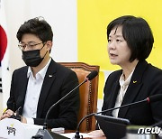 '이태원 참사' 대표단·의원단 긴급 대책회의 발언하는 이정미 대표