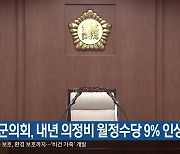 증평군의회, 내년 의정비 월정수당 9% 인상