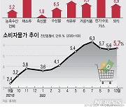 [그래픽] 10월 소비자물가 5.7%↑…석 달 만에 상승 폭 확대