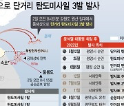 [그래픽] 北, 탄도미사일 3발 포착...1발 NLL 이남 26㎞에 떨어져