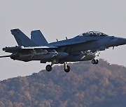 오산기지 착륙하는 전자전공격기 EA-18G 그라울러