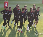 몸 푸는 축구대표팀