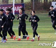 NFC 모여 구슬땀 흘리는 여자 축구대표팀 선수들