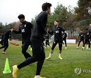 몸 푸는 축구대표팀