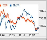 [코스닥 마감]숨 고르며 약세 전환…‘720선’
