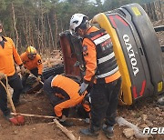 단양서 홀로 벌목 작업하던 굴삭기 전도…50대 운전자 숨져