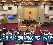 충북 지방의원 내년 의정비 월정수당 평균 11% 올라