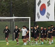 공개훈련하는 대한민국 축구대표팀