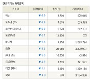 [fnRASSI]장마감, 거래소 하락 종목(백산 -6.9% ↓)