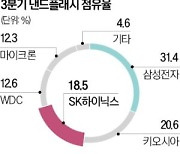 낸드 글로벌 수요 급감…SK하이닉스, 점유율 3위로 뚝