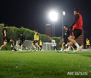 훈련하는 축구대표팀