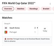 [월드컵] "한국, 16강 진출 실패" 20분 넘게 떠 있었다…대형 사고 친 구글