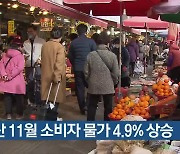 부산 11월 소비자 물가 4.9% 상승