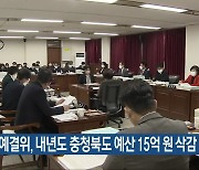 도의회 예결위, 내년도 충청북도 예산 15억 원 삭감