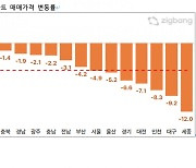 전국서 집값 이 지역이 가장 많이 떨어졌다…하락률 세종, 대구, 인천 순 [부동산360]