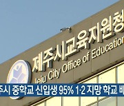 제주시 중학교 신입생 95% 1·2 지망 학교 배정