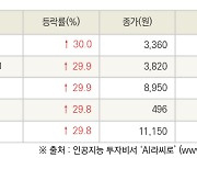 [fnRASSI]오늘의 상한가, 제이에스티나 30.0% ↑