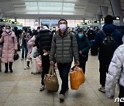 방역 규제 없는 춘절 귀향객 북적이는 베이징 역