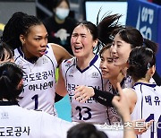 [ST포토] 한국도로공사 '승리의 기쁨 만끽'