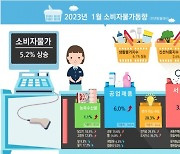 1월 소비자물가 5.2% 상승... 전기·가스·수도 28.3%↑