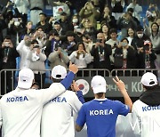 [Ms포토] 대한민국 테니스 대표팀 '대한민국이 살아 숨쉰다'