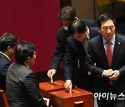 [포토]이상민 장관 탄핵 소추안 투표 마친 김기현