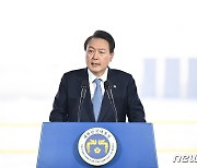 군산조선소 재가동, 축사하는 윤석열 대통령
