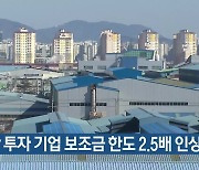 부산 투자 기업 보조금 한도 2.5배 인상