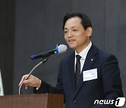 취임사하는 정국영 대전육상연맹 회장