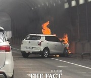 광주 도심 방음 터널서 4중 추돌사고...차량에 불붙어