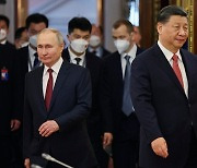 다른 방향으로 걷는 푸틴-시진핑