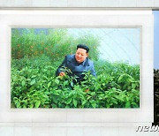 북한 중평온실농장의 김정은 모자이크 벽화
