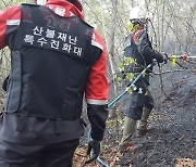 홍성 서부면 산불, 헬기 5대 투입 진화 중