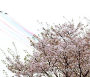 여의도 봄꽃축제 축하 배행 펼치는 블랙이글스