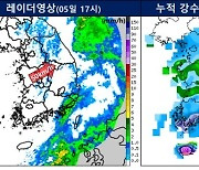 [퇴근길날씨] 경상 최대 40㎜ 전국 5㎜ 비 계속…내륙에 시속 110㎞ 강풍