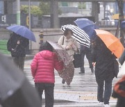 비바람에 우산 날아갈라