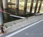 쓰러진 성남 분당 돌마교 보행로 임시 보강구조물