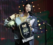 수상소감 말하는 MVP 김연경