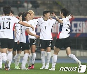 3대0으로 앞서가는 여자축구 국가대표팀