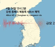 강원 동해시 부근 해역에서 규모 2.9 지진