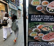 외식물가 급등에 삼겹살 4인가구 외식 비용 10만원 육박