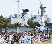 독도함 배경으로 힘찬 격파