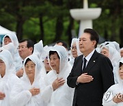 국기에 경례하는 윤석열 대통령