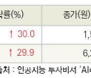 [fnRASSI]오늘의 상한가, 솔트웨어 30.0% ↑