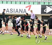 부산 페루 평가전 앞두고 훈련하는 축구대표팀