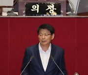 인사말 하는 서삼석 예산결산특별위원장