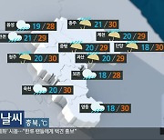 [날씨] 충북 오후까지 곳곳에 5~40mm 비…낮 최고 28~30도